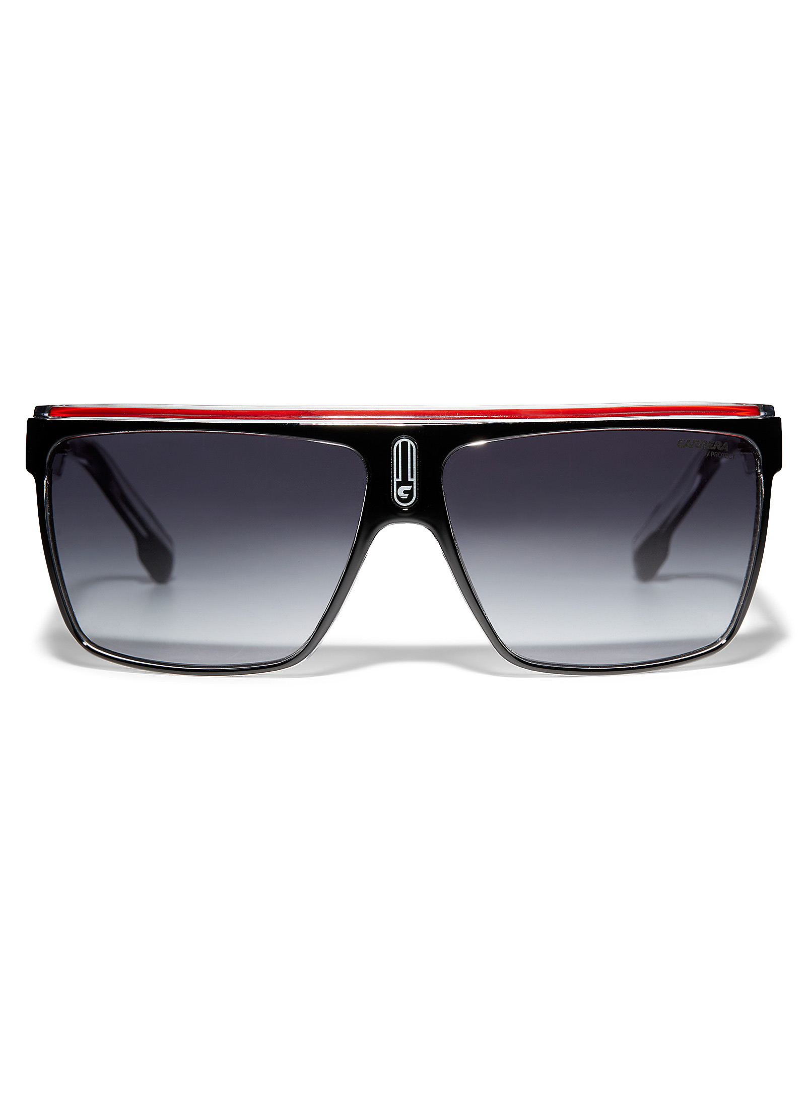 Carrera Red Accent Square Sunglasses In Black