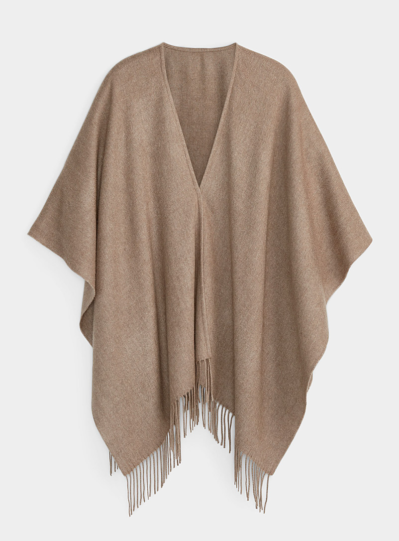 Simons Dark Brown Solid woven wool shawl for women