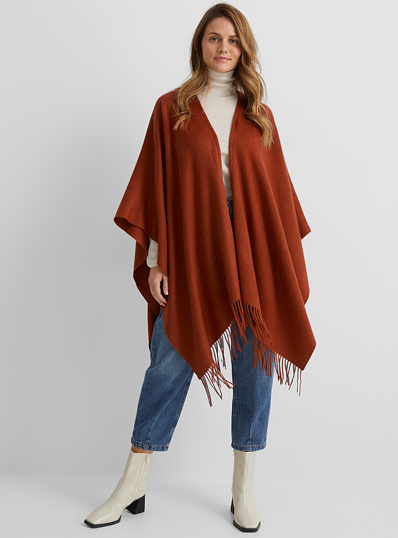 Simons Copper Solid woven wool shawl for women