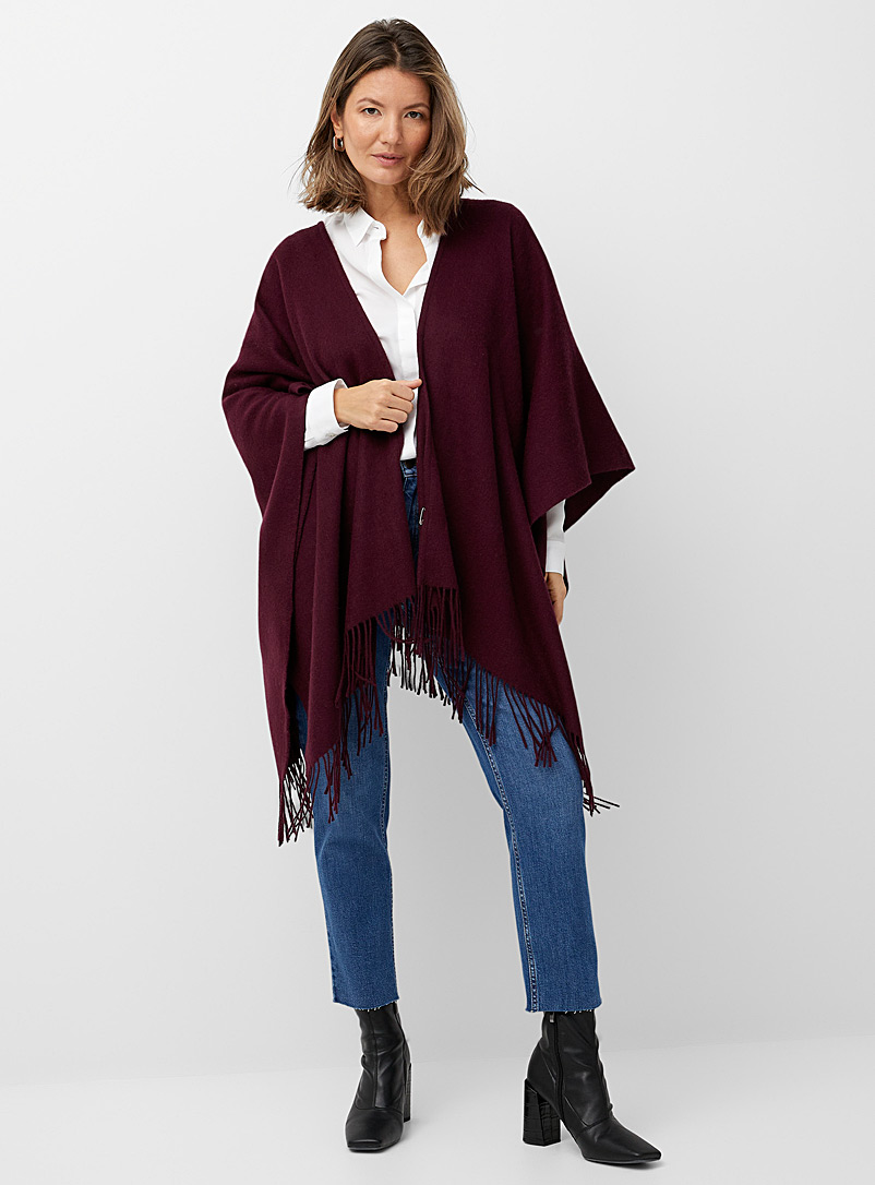 Simons: Le châle uni laine tissée Rouge foncé-vin-rubis pour femme