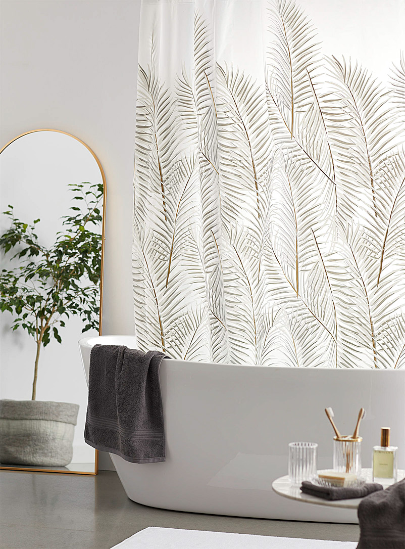 Simons Maison: Le rideau de douche PEVA feuilles de palmier Écru à motifs