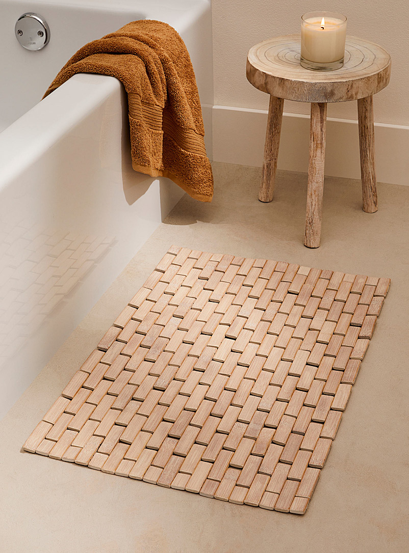Simons Maison: Le tapis de bain lattes de bambou 42 x 58 cm Sable