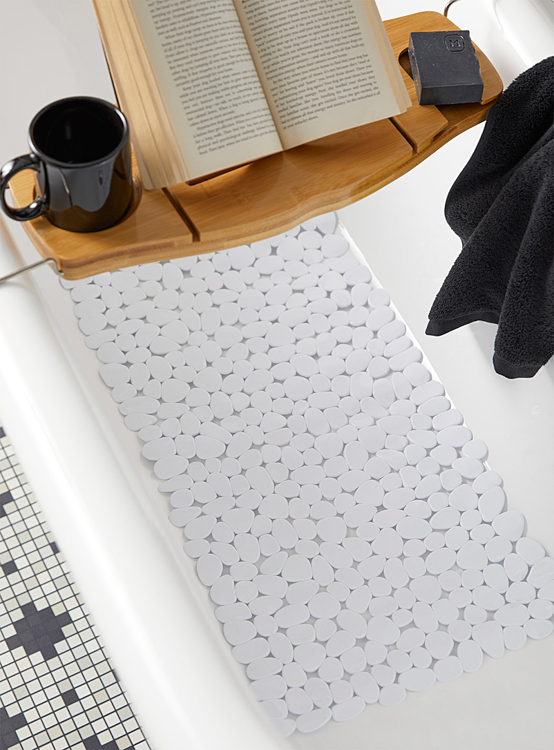 Simons Maison: Le tapis de baignoire rectangulaire petits galets 38 x 70 cm Blanc