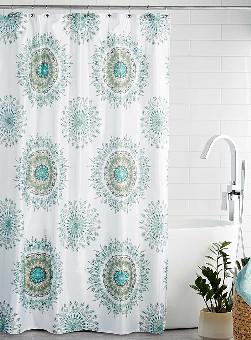 12 hooks Bathroom Shower Curtain Decor Set Feather Printing Bath Curtains