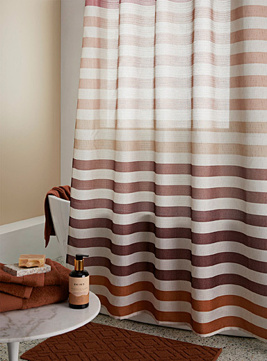 Fabric Shower Curtains Bathroom, Terracotta Linen Shower Curtain