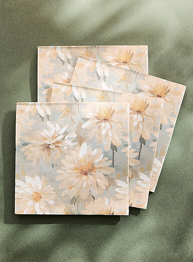 Les serviettes en papier fleurs naturelles 16,5 x 16,5 cm. Paquet de 20.