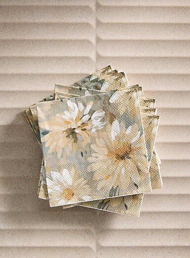 Simons Maison Patterned Grey Watercolour floral paper napkins 12.5 x 12.5&nbsp;cm. Pack of 20.