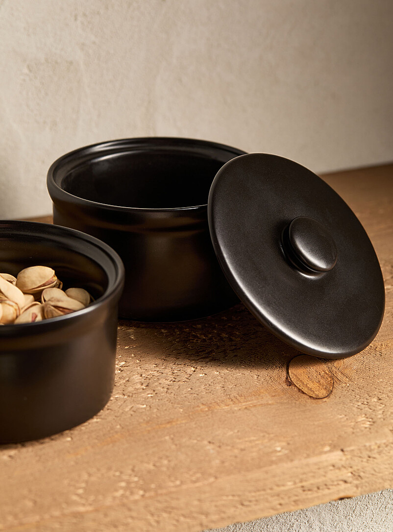 Simons Maison: Les pots de conservation noirs Ensemble de 2 Noir