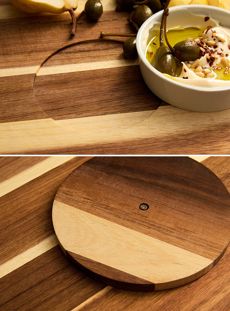 Simons Maison: Le plateau tournant en bois d'acacia avec bol en c&eacute;ramique Ensemble de 2 pi&egrave;ces Bois d'acacia