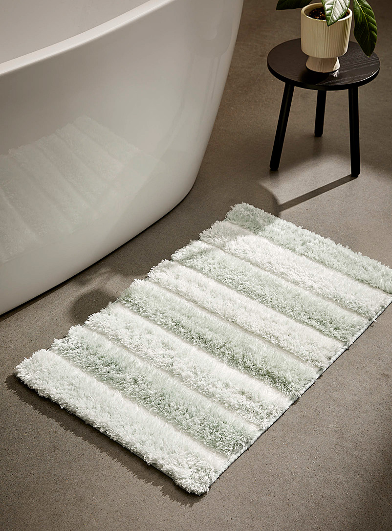 Simons Maison: Le tapis de bain peluche larges bandes 50 x 80 cm Vert