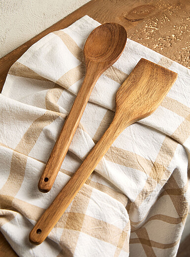 Les ustensiles de service bois d'acacia Ensemble de 2 pi&egrave;ces