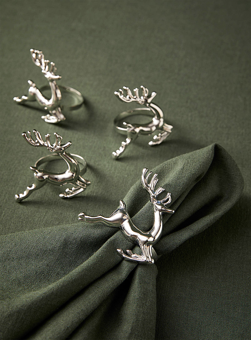 Simons Maison Silver Elegant reindeer napkin rings Set of 4