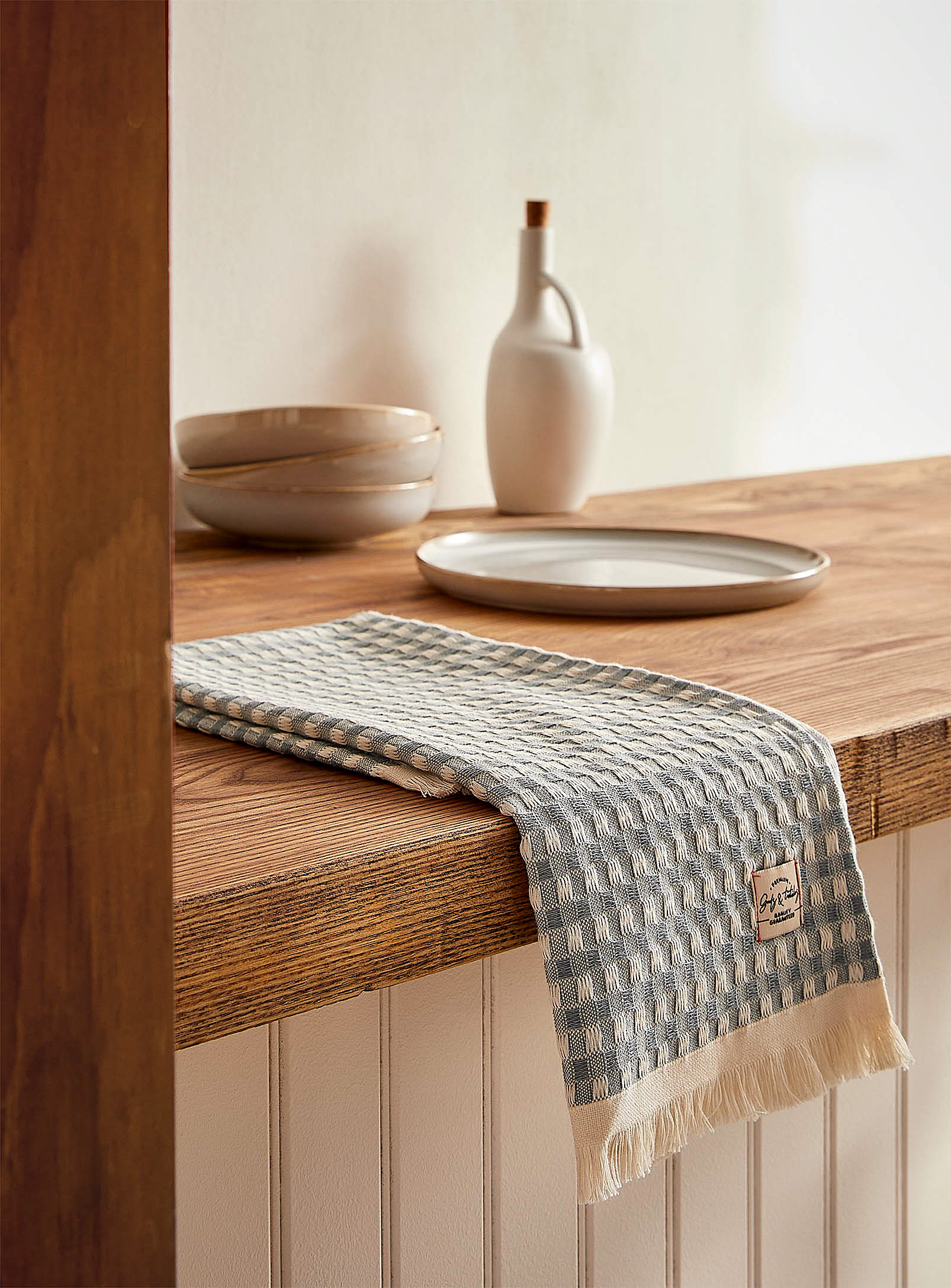 Simons Maison Woven Two-tone Tea Towel In Gray