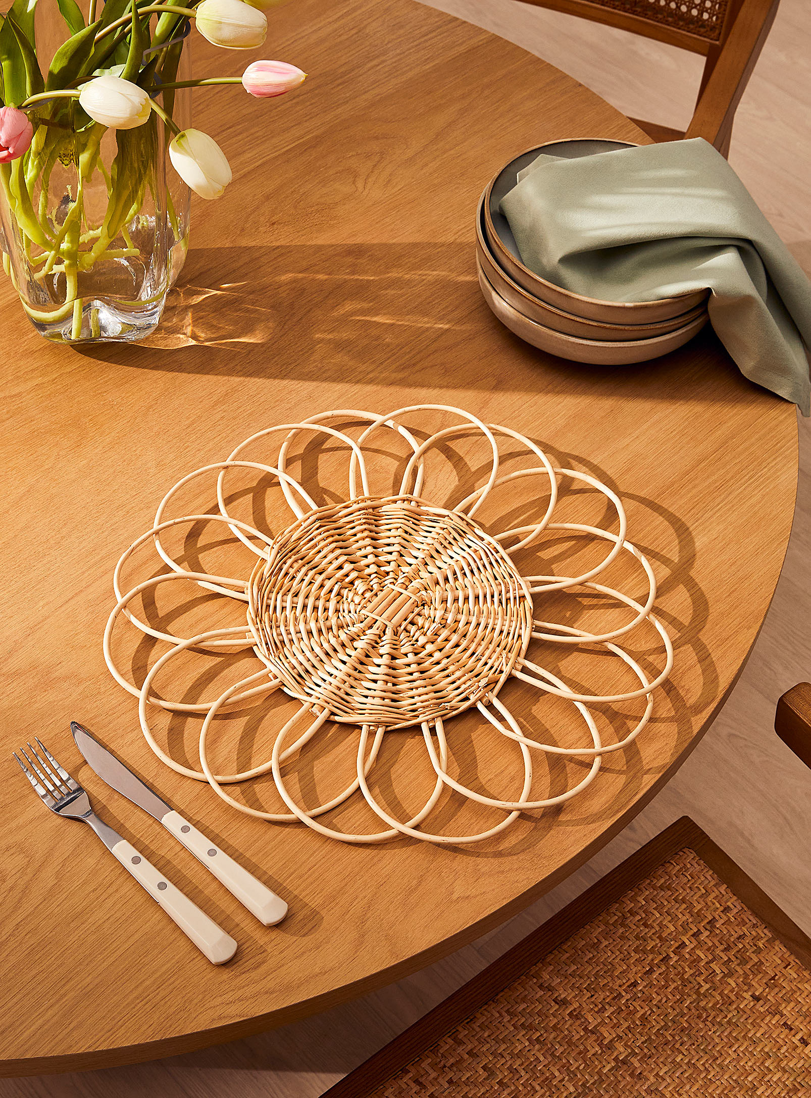 Simons Maison Flower Wooden Placemat In Brown