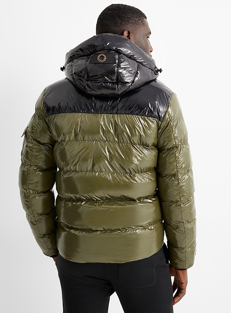 Point Zero Copper Marley colour block shiny puffer jacket for men