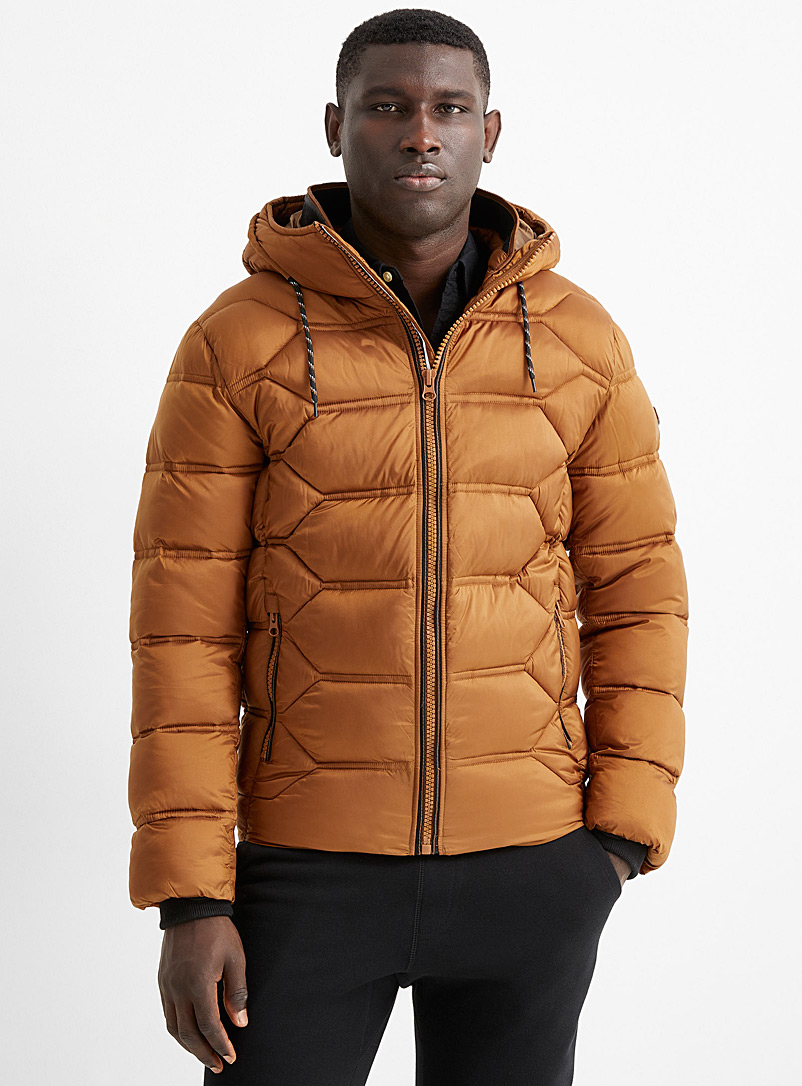 Point Zero Copper Iridescent geometric puffer jacket for men