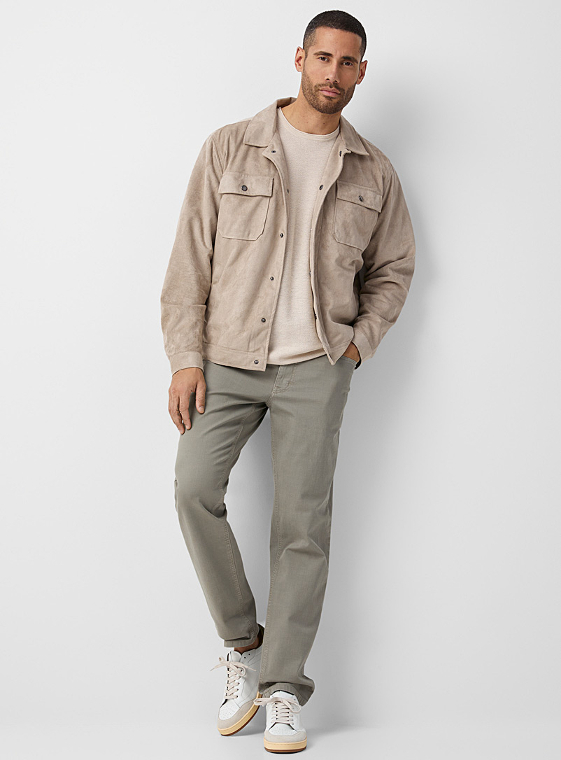 Point Zero Light Brown Faux-suede overshirt jacket for men