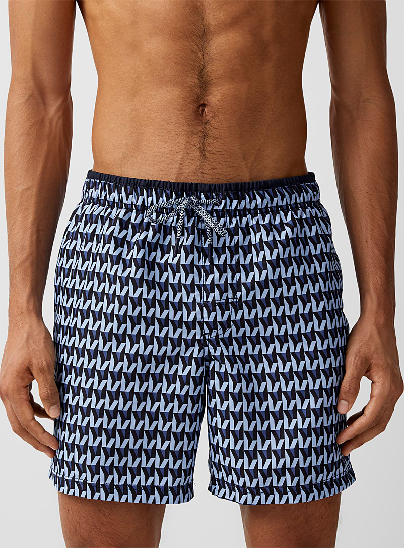 Point Zero Patterned Blue Blue illusion swim trunk for men