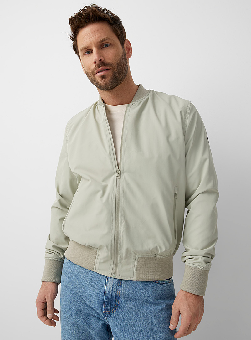 Point Zero Mossy Green Performance fabric bomber jacket for men