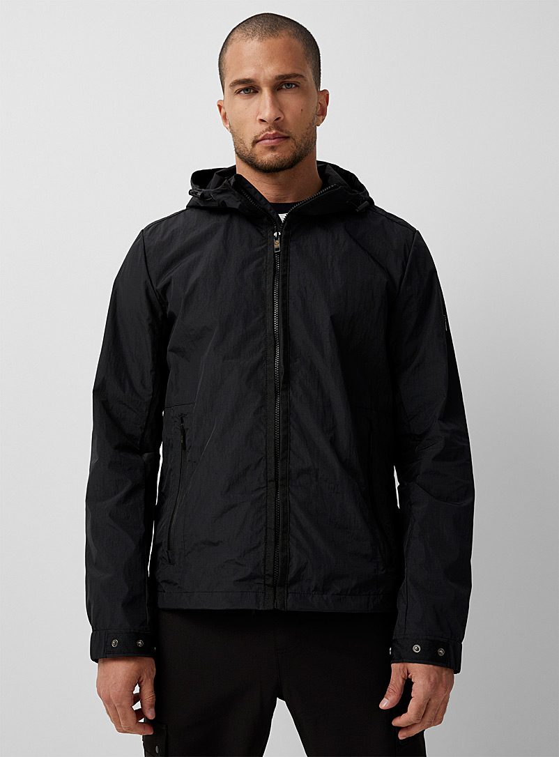 Point Zero Black Crisp nylon hooded jacket for men