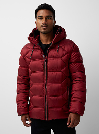 Point Zero Red Geometric puffer jacket for men