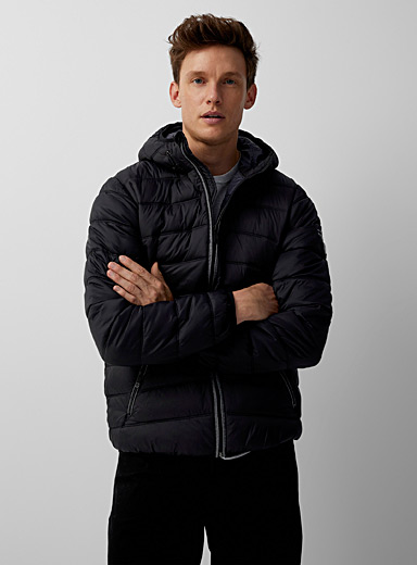 Point Zero Black Quilted featherweight puffer jacket for men