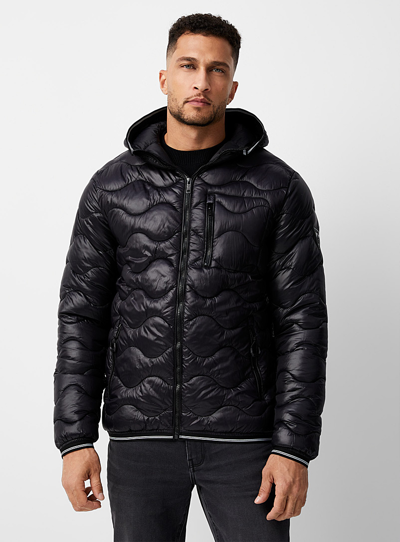 Point Zero Black Shiny quilted jacket for men