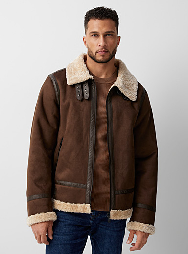 Sherpa-lined faux-leather jacket | Point Zero | Shop Men's Jackets ...