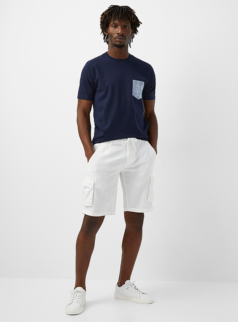 Linen-Blend Cargo Shorts with Drawstring - Spring Cool in Sand