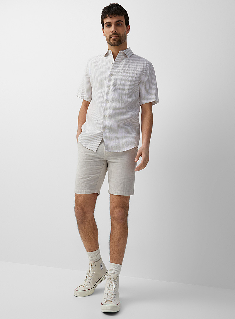 Point Zero Ecru/Linen Lightweight linen-cotton Bermudas for men