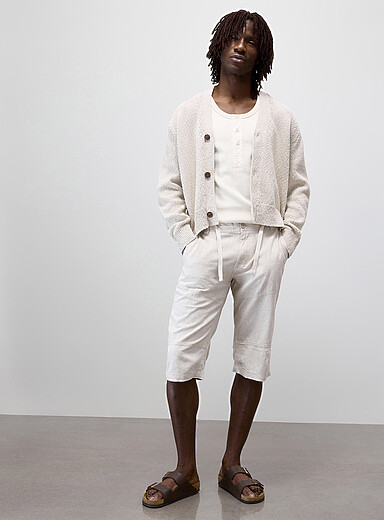 Le bermuda coton et lin taille ajustable