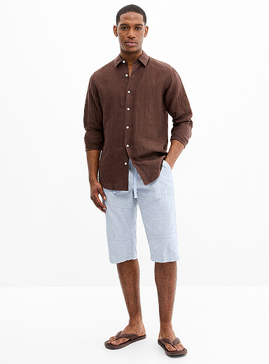Le bermuda coton et lin taille ajustable