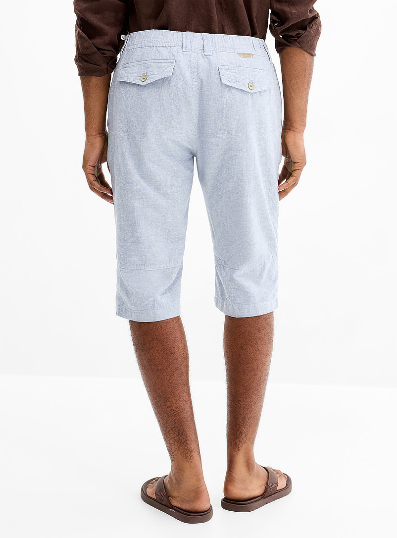 Point Zero Ecru/Linen Adjustable-waist cotton and linen Bermudas for men
