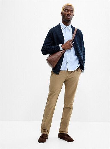Point Zero Beige Stretch canvas pant <b>Slim fit</b> for men