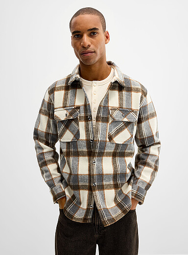 Point Zero Off White Check brushed overshirt for men