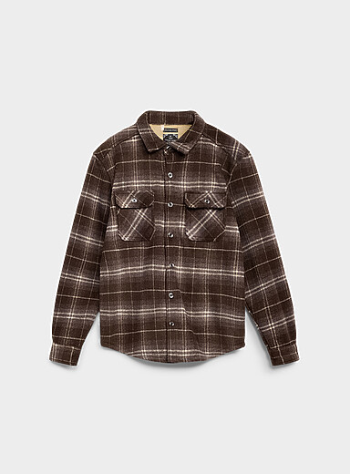 Point Zero Chocolate/Espresso Espresso check brushed overshirt for men