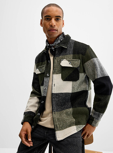 Point Zero Green Giant check brushed overshirt for men