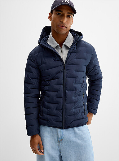 Point Zero: La veste &agrave; capuchon matelass&eacute;e g&eacute;o  Bleu marine - Bleu nuit pour homme