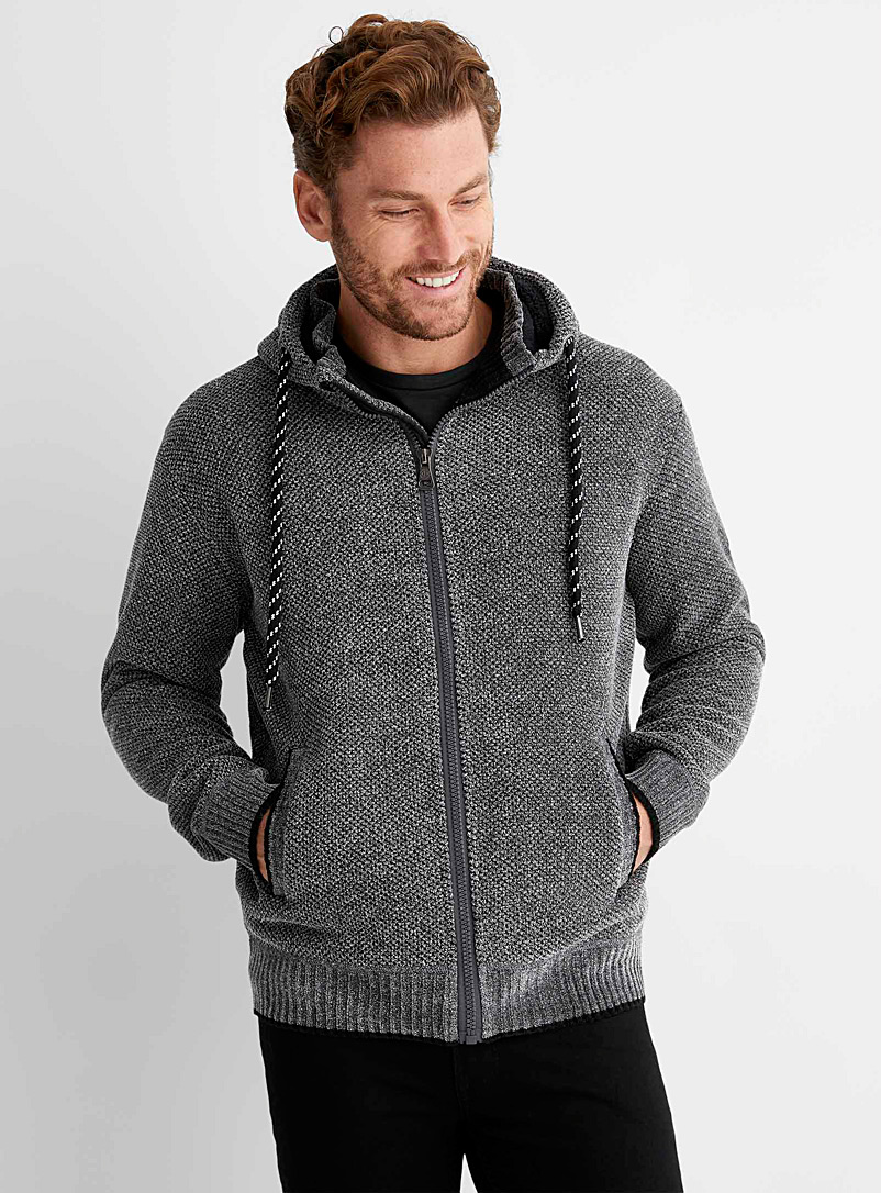 Plush-lined chenille knit hooded cardigan | Point Zero | Shop Men's ...