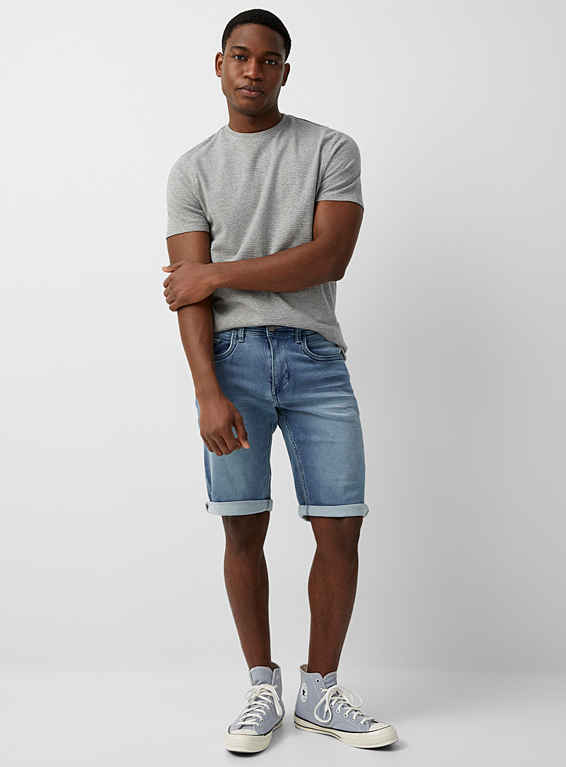 Faded knit denim Bermudas | Point Zero 