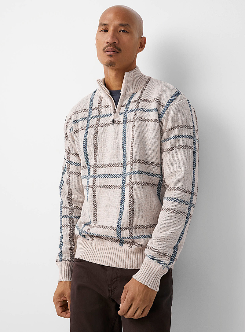 Fleece-lined check sweater | Point Zero 