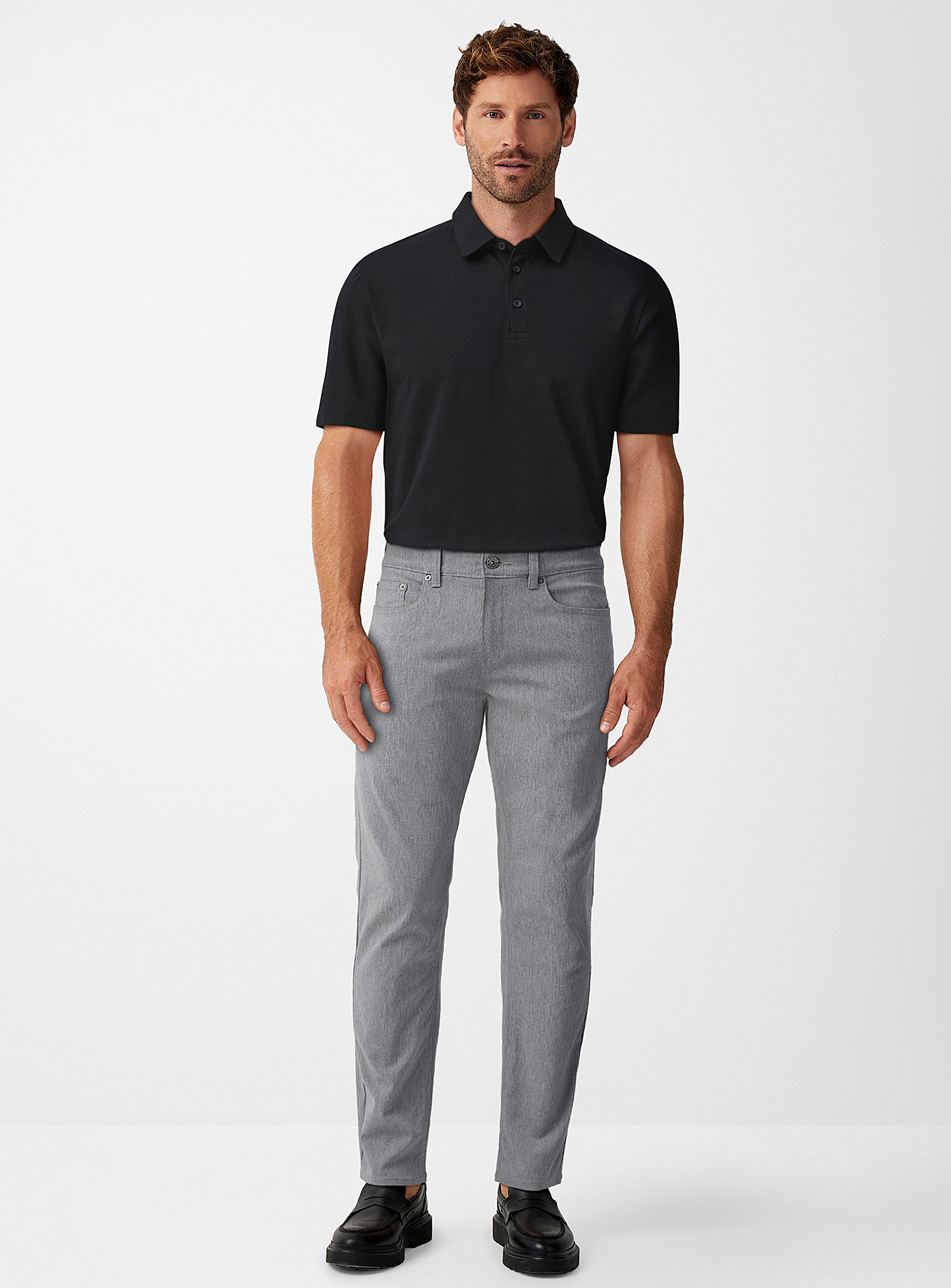 Point Zero Ash-grey Check Super Flex Pant Slim Fit