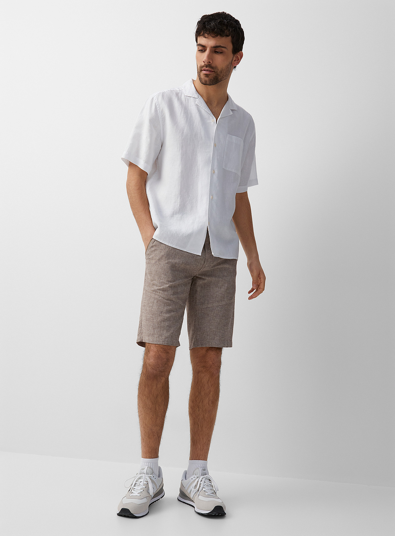 Point Zero - Men's Linen-cotton chambray-like Bermuda Shorts