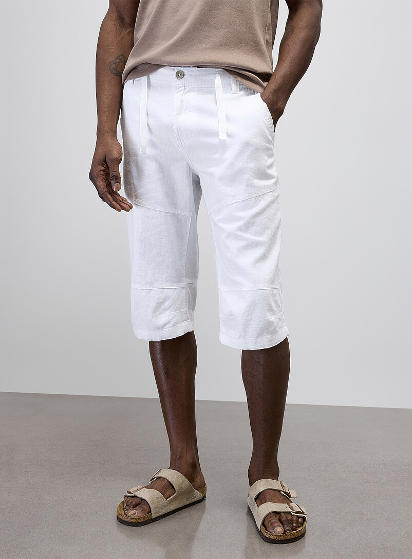Adjustable-waist cotton and linen Bermudas product image 2