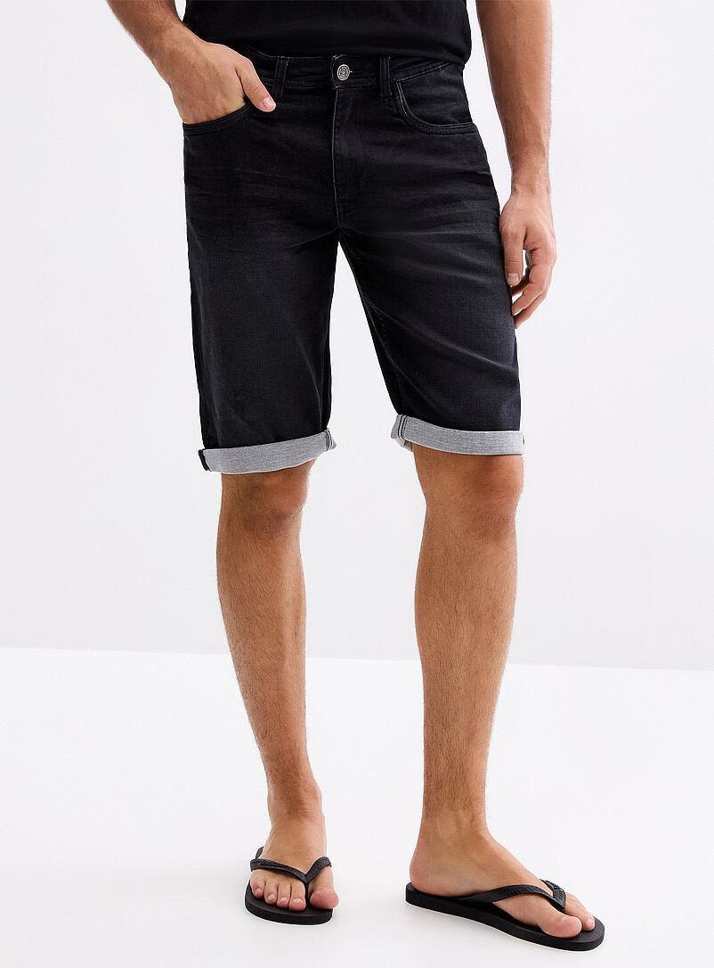 Knit-like underside black denim Bermudas product image 2