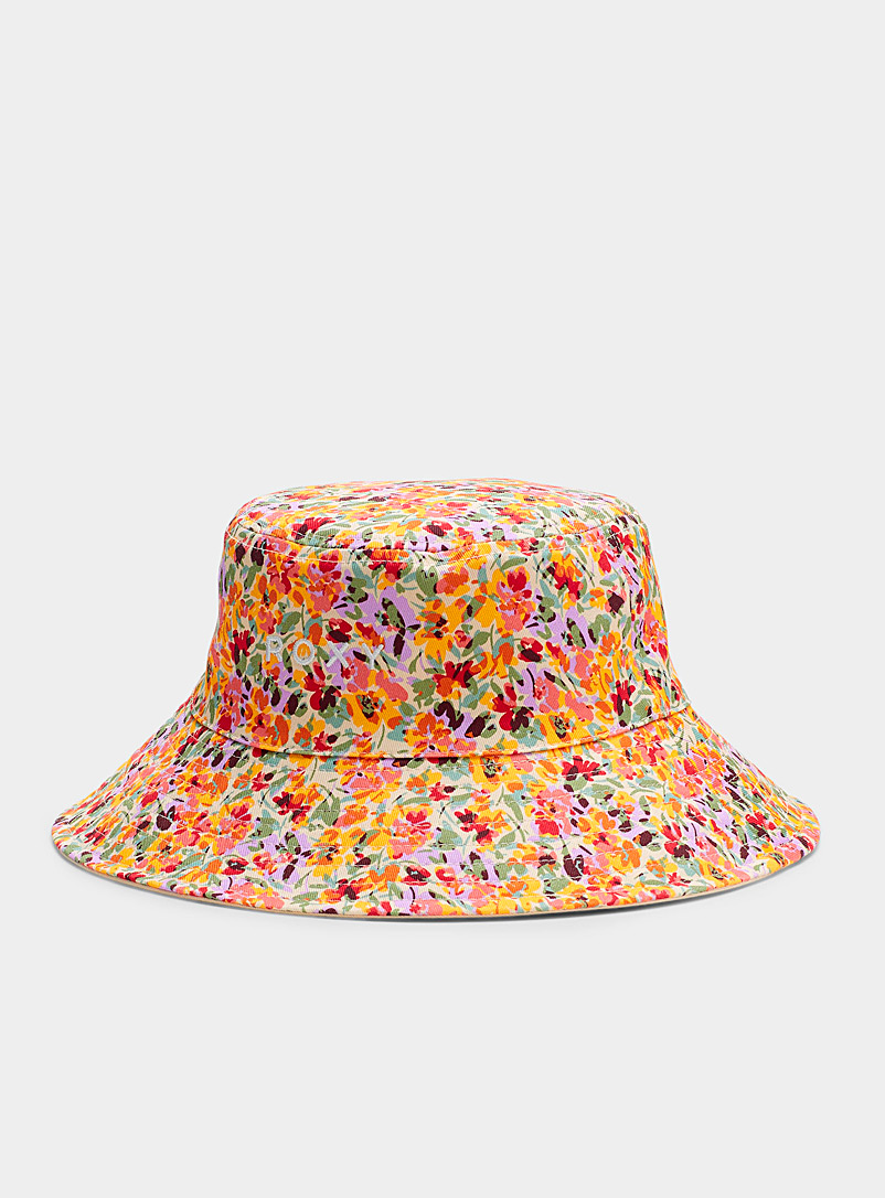 Roxy Patterned Red Summery pattern reversible bucket hat for women