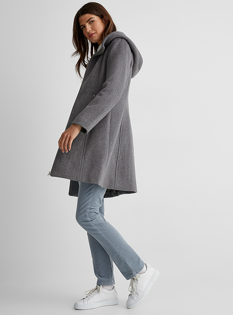 Soia & Kyo Grey Etty hooded wool coat for women