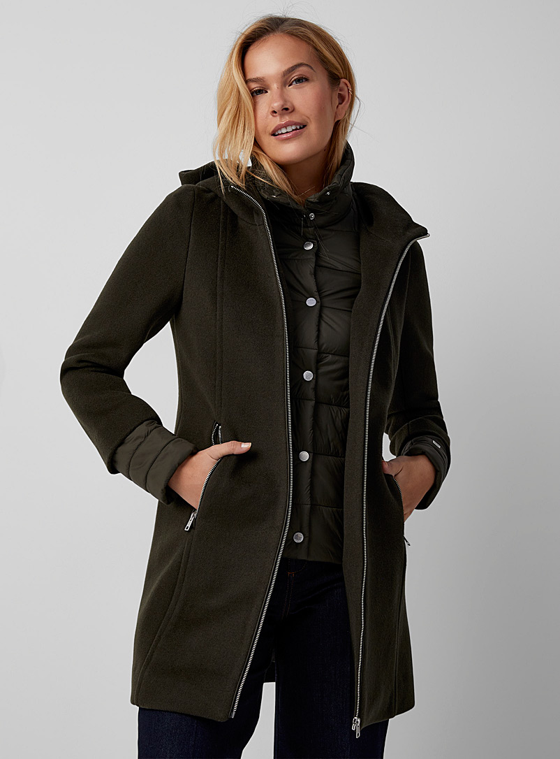 Soia & Kyo Khaki Rooney quilted details coat for women