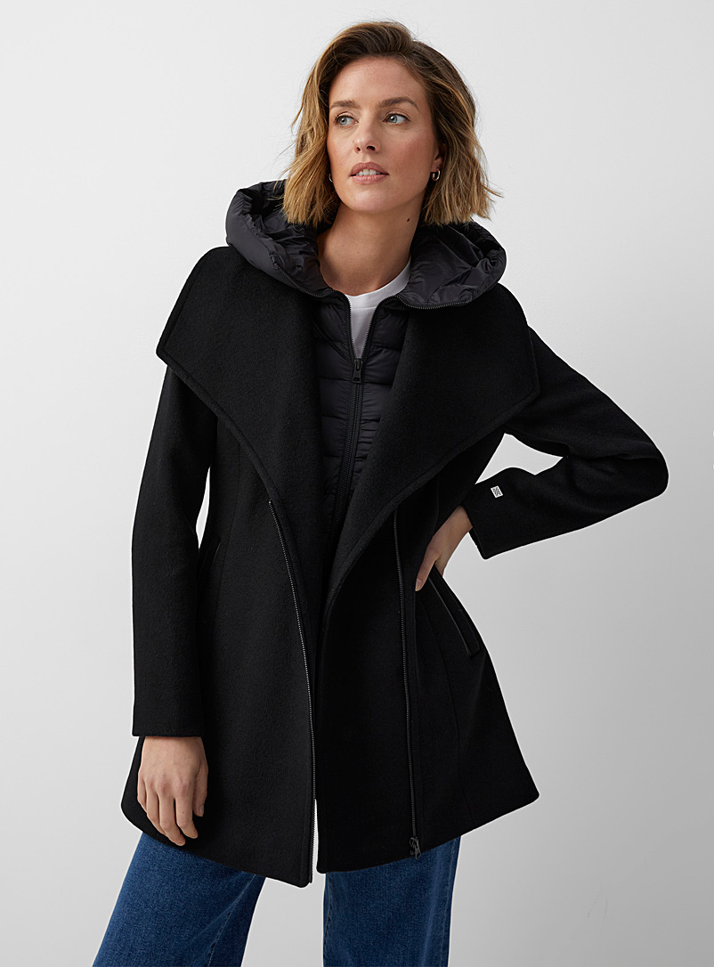 Soia & Kyo Black Alexandra quilted collar coat for women