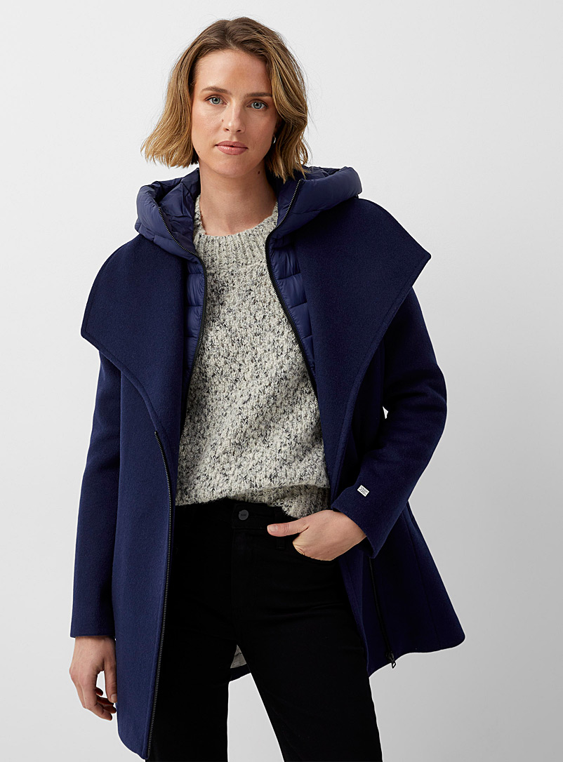 Soia & Kyo Marine Blue Alexandra quilted collar coat for women